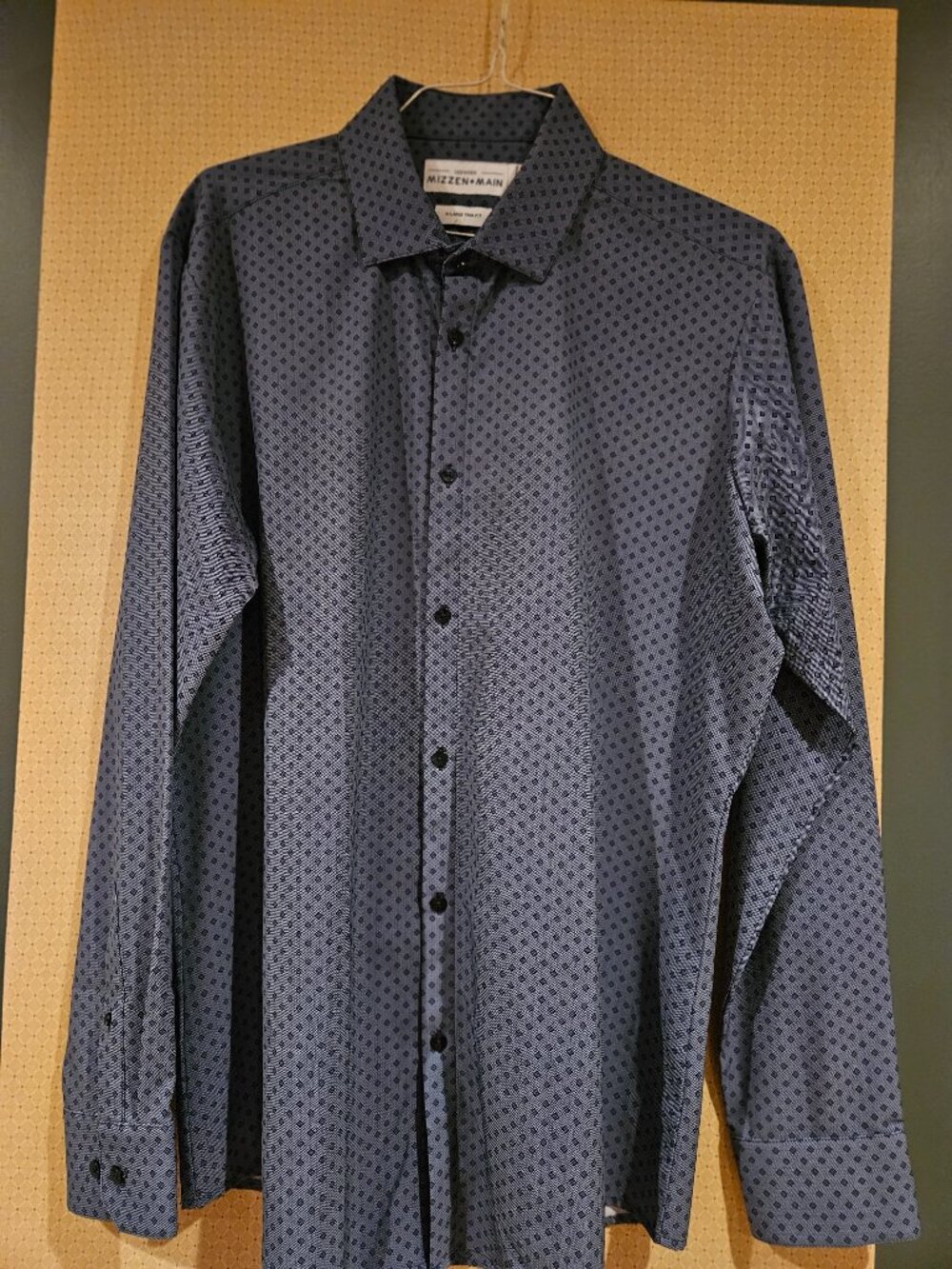 Mizzen+Main Leeward Performance Dress Shirt - XL Navy Diamond Print